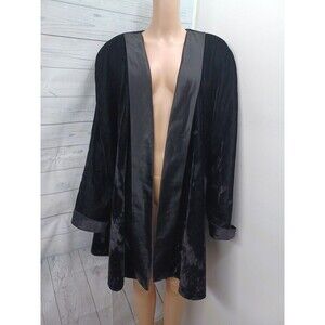 Vtg Michael Marcella Black velvet Blazer Jacket Long Satin Trim Sz 3X